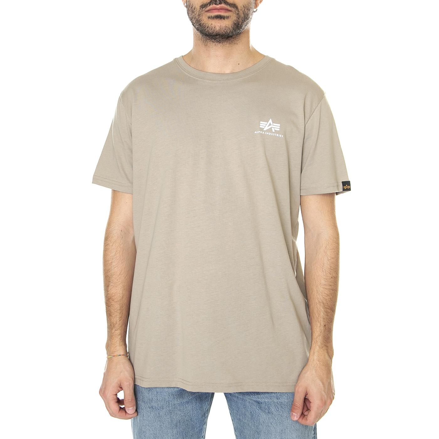 M' Basic T Small Logo Vintage Sand - Maglietta Girocollo Uomo Beige 188505-679  ALPHA INDUSTRIES 