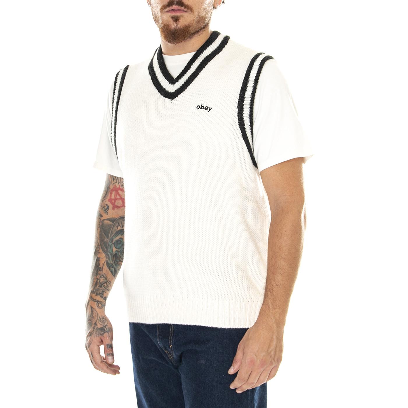 M' Obey Alden Sweater Vest Unbleached / Multi - Gilet Uomo Bianco 151000070-UBL  OBEY 