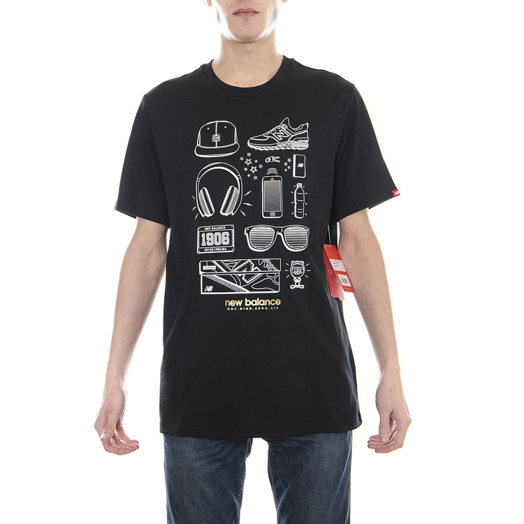MT81544 ESSENTIALS LAYOUT TEE Black - T-Shirt MC NBMT81544BK  NEW BALANCE 