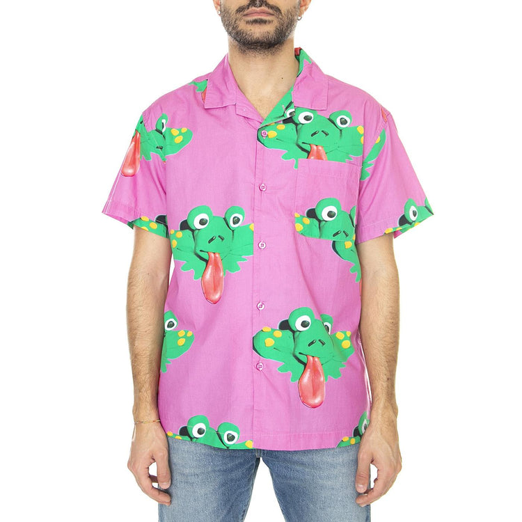 Frogman Woven S SS Wild Rose Multi - Camicia Maniche Corte Uomo Viola 181210376-ROS  OBEY 