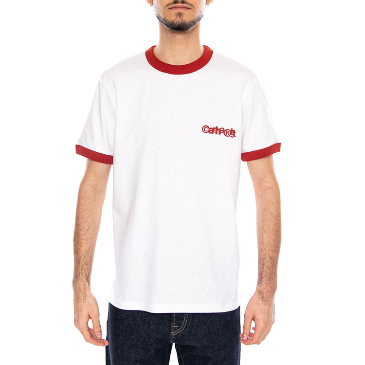 S/S IP Ringer T-Shirt White / Red / Red - Maglietta Girocollo Uomo Bianca I036267 3QDXX CARHARTT WIP 