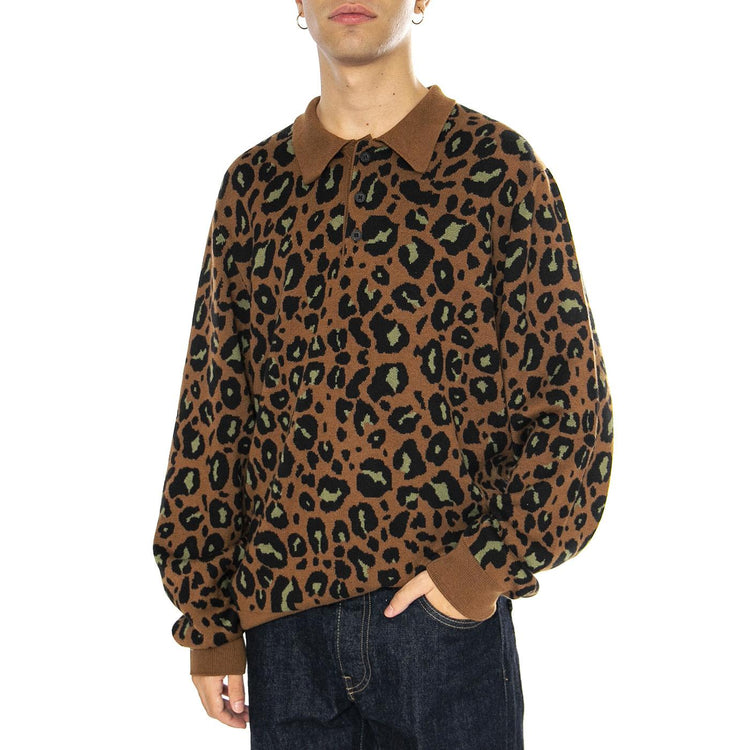 L/S Arlo Polo Camo Leo Jacquard, Tamarind / Black - Maglione Uomo Multicolore I034032.2H4XX  CARHARTT WIP 