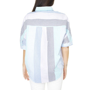 Relaxed One Pocket Shirt Ferris Blue - Camicia Maniche Corte Donna Bianca / Blu L51AVAA13  LEE 