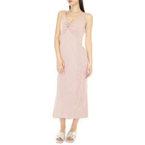 Vestido Midi con Tirantes y Estampado de Rayas Rojas - Abito Donna Rosa 31W/11247  WILD PONY 