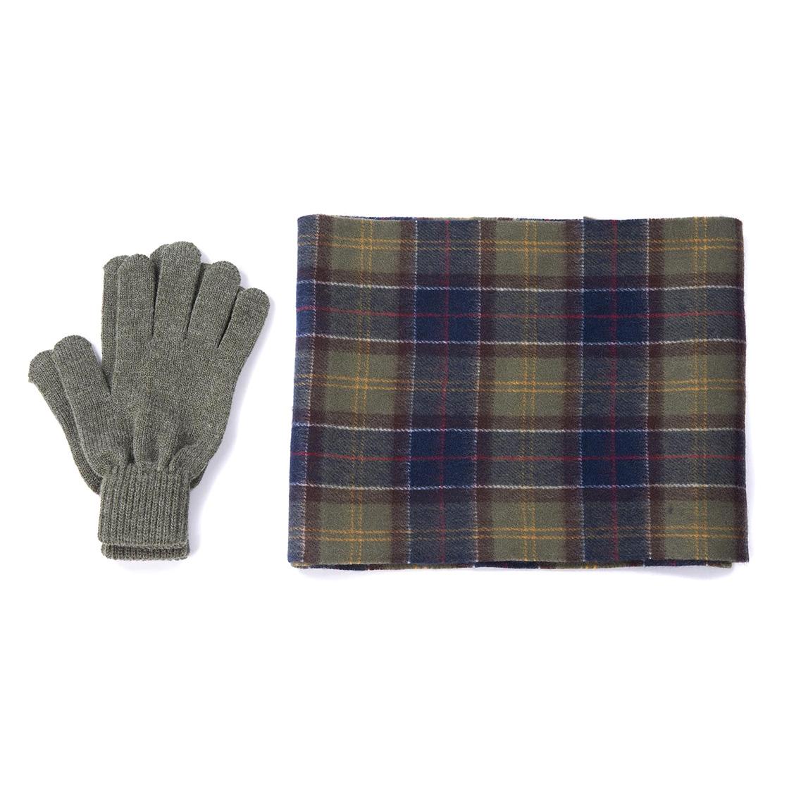 Tartan Scarf & Glove Gift Set Classic Olive - Set Sciarpa Tartan e Guanti Grigi FW22-MGS0018-TN11  BARBOUR 