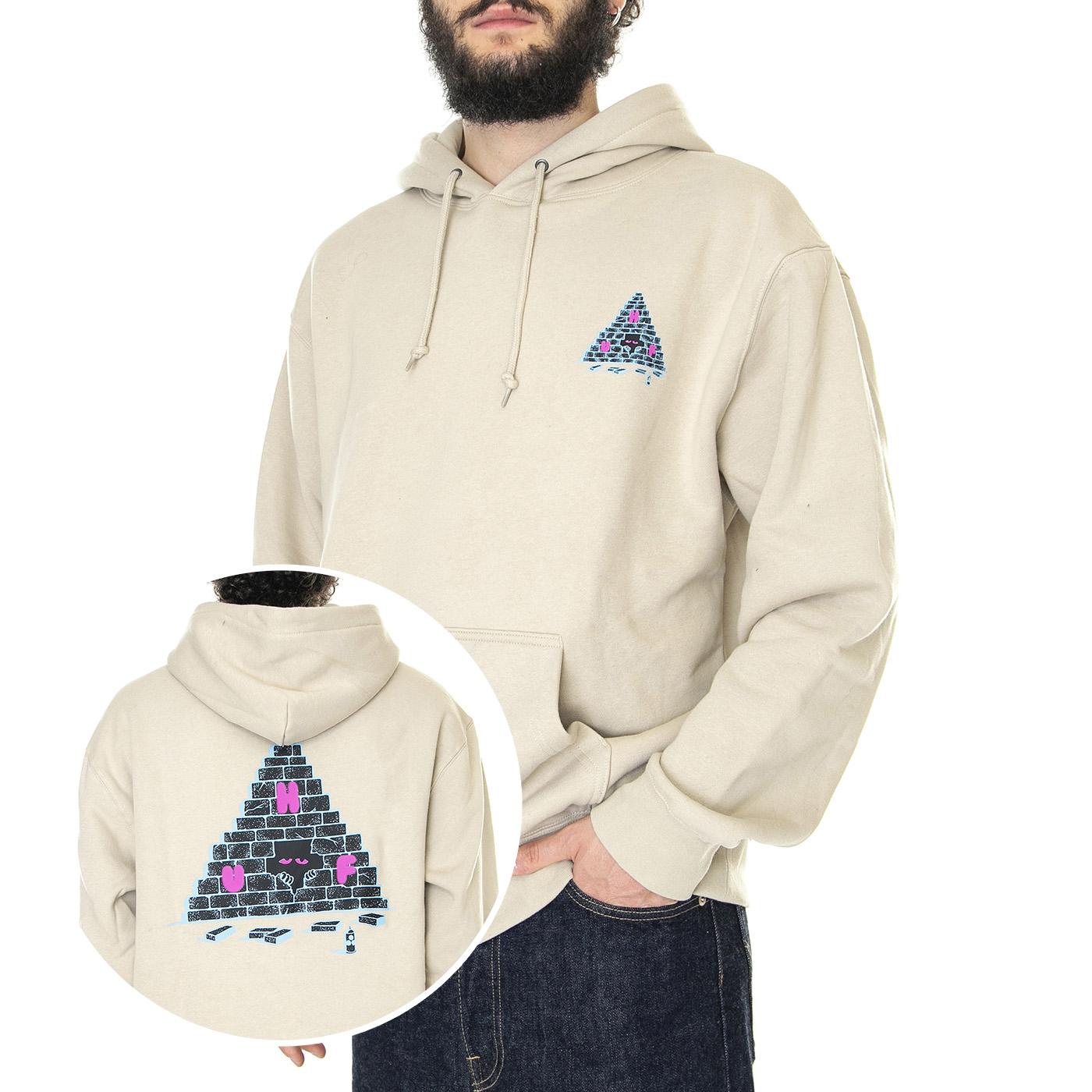 Brick Lurk P/O Hoodie Sand - Felpa con Cappuccio Uomom Beige PF00555-SAND  HUF 