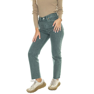 501 Crop Misty Silver Pine Green - Pantaloni Denim Jeans Donna Verdi 36200-0298  LEVIS 