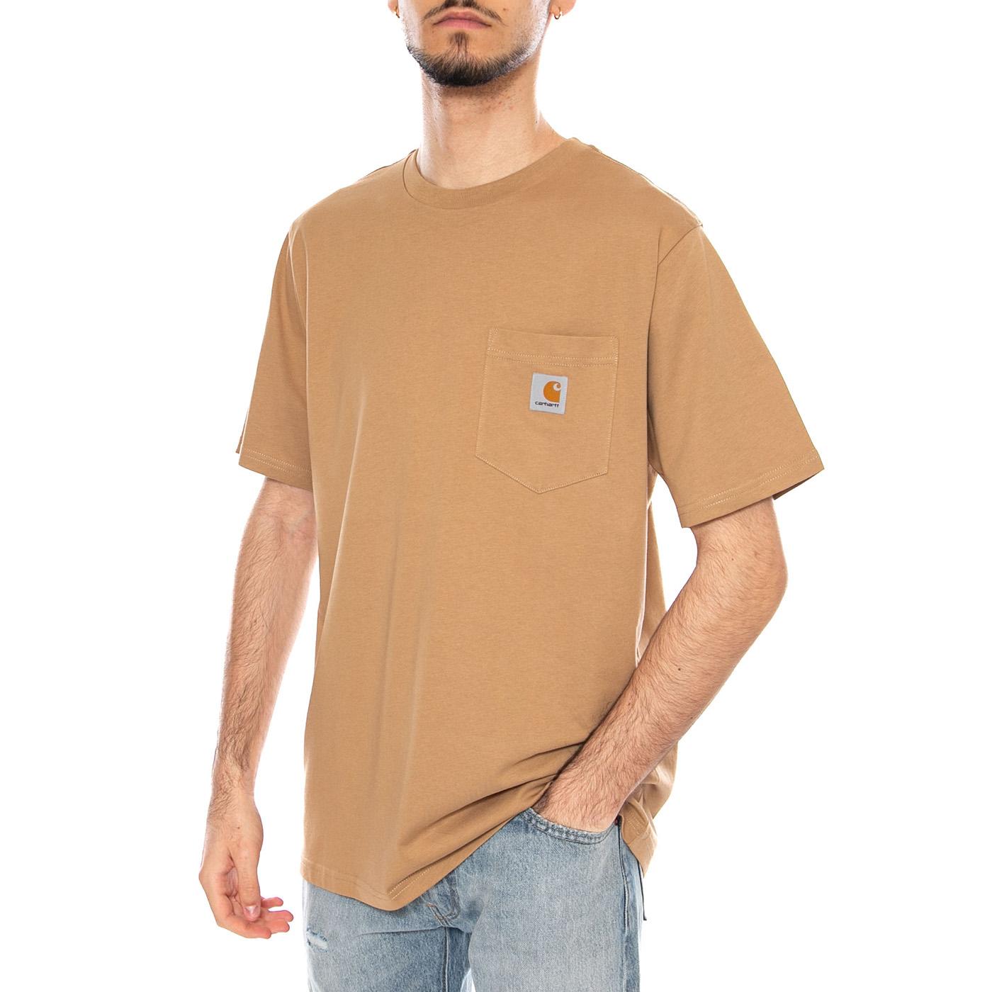 S/S Pocket T-Shirt Peanut - Maglietta Girocollo Uomo Marrone I030434.2FSXX . CARHARTT WIP 