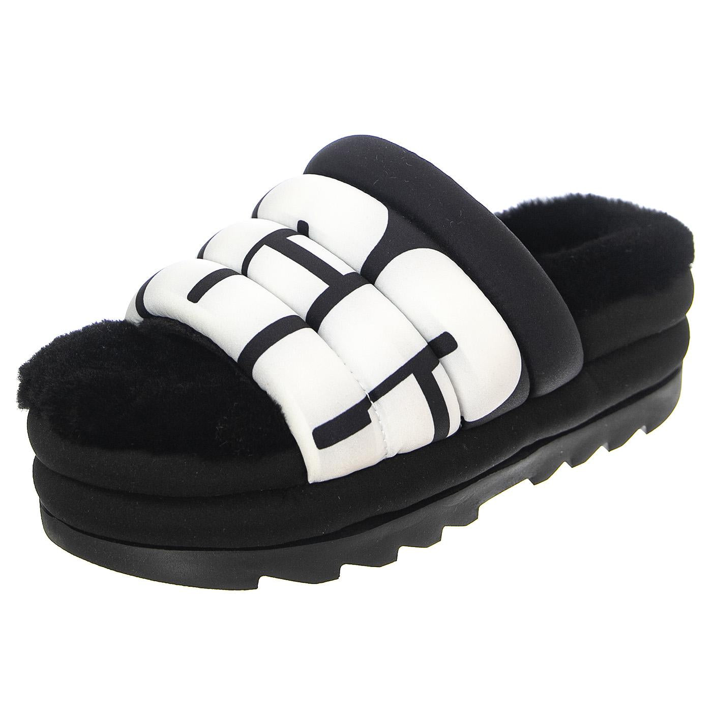 W' Maxi Suede Logo - Sandali / Ciabatte Donna Neri UGSPUFTSLLBK1127067W  UGG 