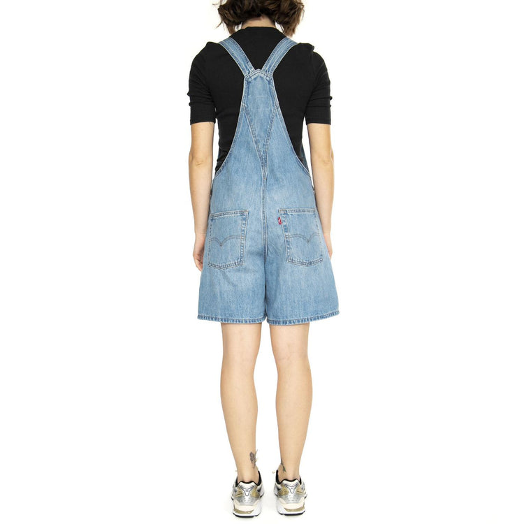 Vintage Shortall Light Indigo Worn In - Salopette Bermuda Denim Jeans Donna Blu 52333-0040  LEVIS 