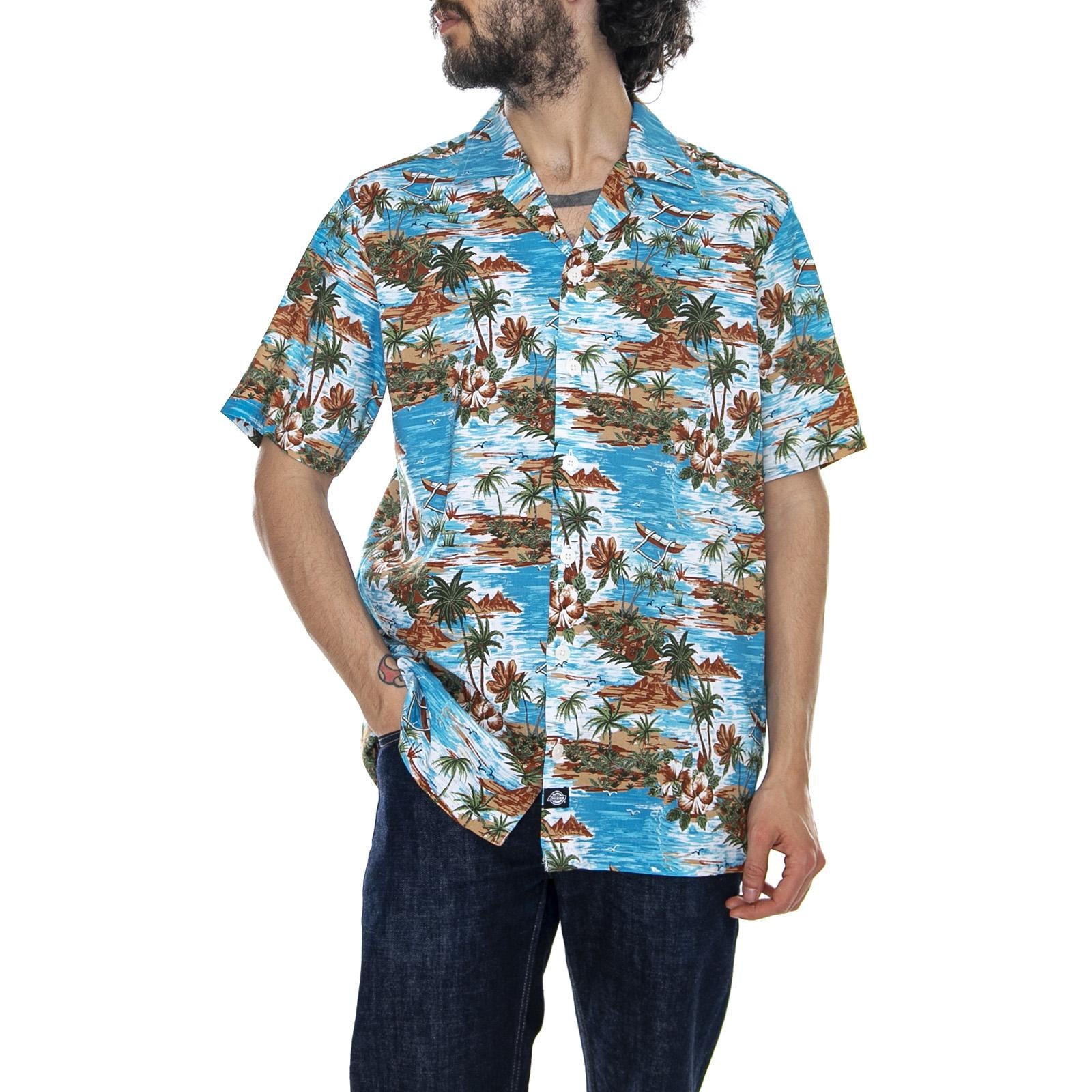 Blossvale Ocean - Multicolor - Camicia Maniche Corte Uomo 05 200344-OC . DICKIES 