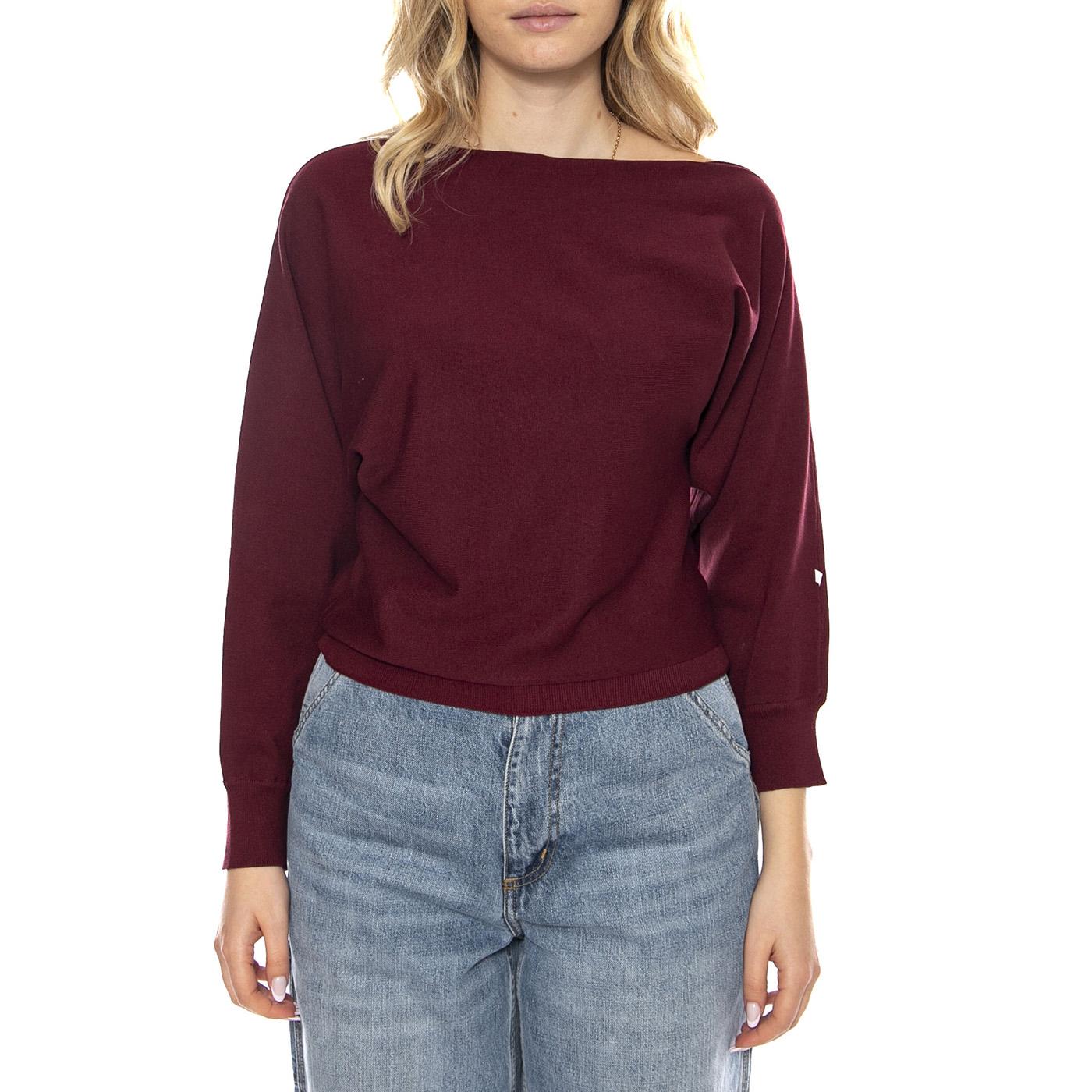 Jersey Corte Asimmetrico Burgundy -- Top Donna Bordeaux 53W/10600 Burgundy WILD PONY 