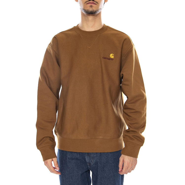 American Script Sweat Hamilton Brown - Felpa Girocollo Uomo Marrone I025475.HZXX  CARHARTT WIP 