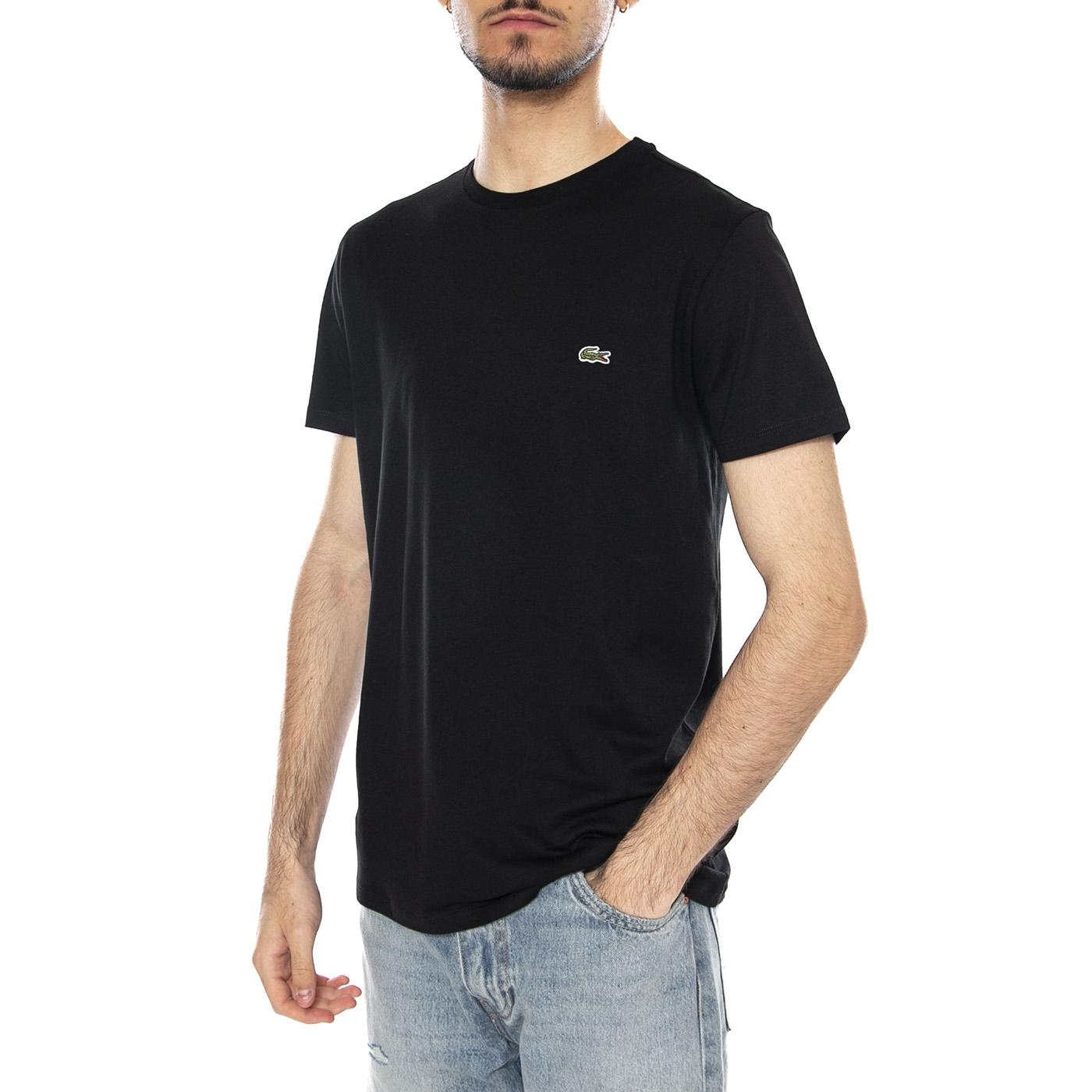 T-SHIRT BLACK - Maglietta Girocollo Uomo Nera TH6709 031 LACOSTE 