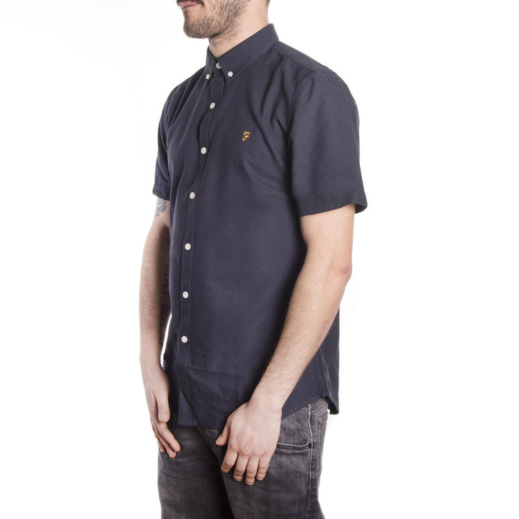 Brewer Short Sleeve Oxford Shirt - Navy - Camicia Maniche Corte Uomo Blu F4WS5074-454  FARAH 