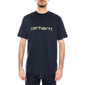 S/S Script T-Shirt Deep Night / Gentle Green - Maglietta Girocollo Uomo Blu I035700 3PLXX CARHARTT WIP 