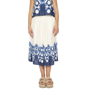 Falda midi estampado Goa - Gonna Bianca / Blu 51W/44200  WILD PONY 