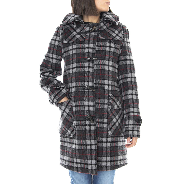 Wm London Duffle Coat Check Grey MECM053-BLK-TRT  ORIGINAL MONTGOMERY 