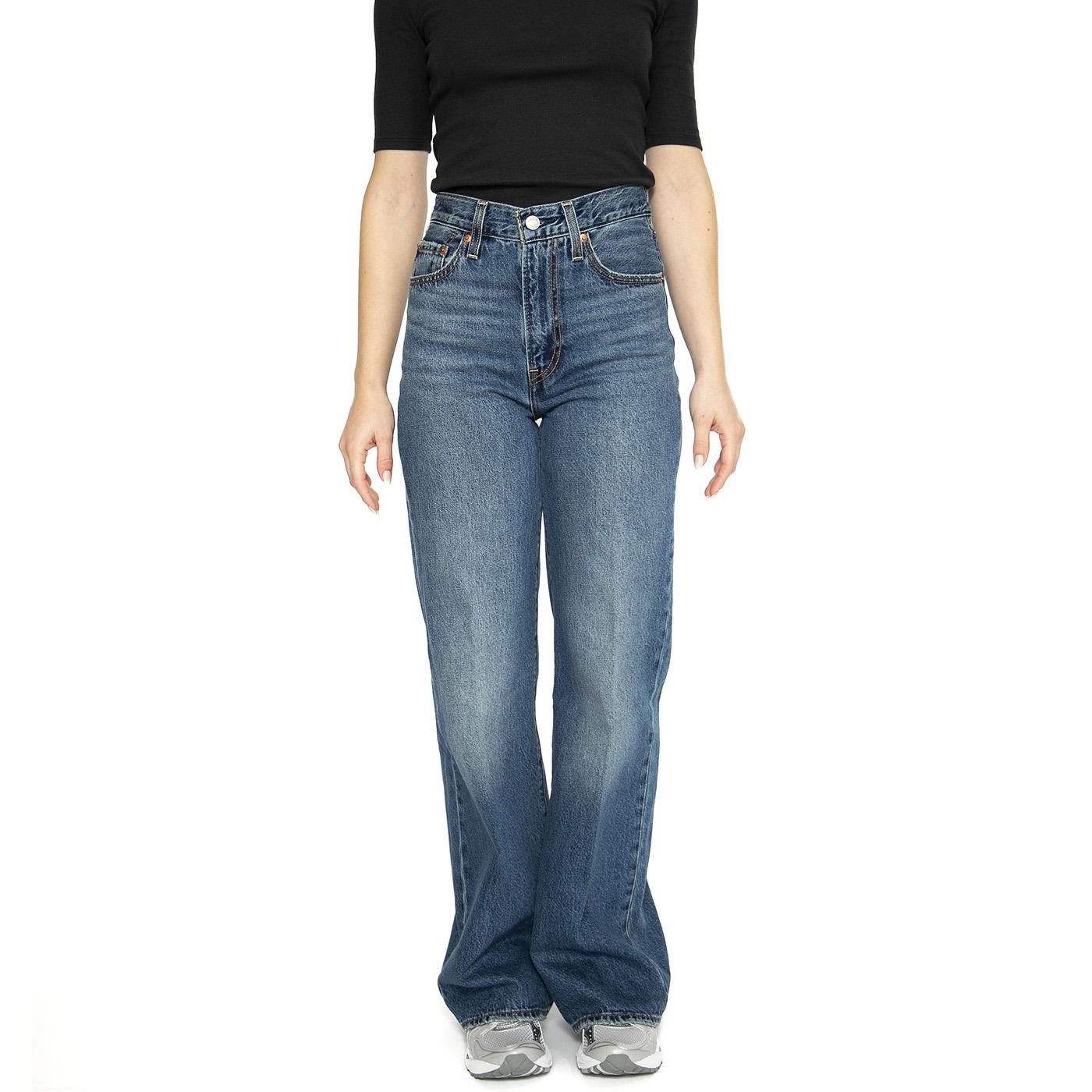 Ribcage Wide Leg H223 Dark Indigo Worn In - Pantaloni Denim Jeans Donna Blu A6081-0012  LEVIS 