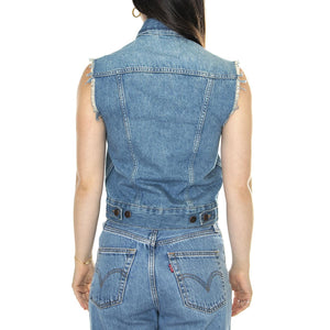 Shrunken Denim Vest Leaving Town - Top Denim Jeans Donna Blu 112350356  WRANGLER 