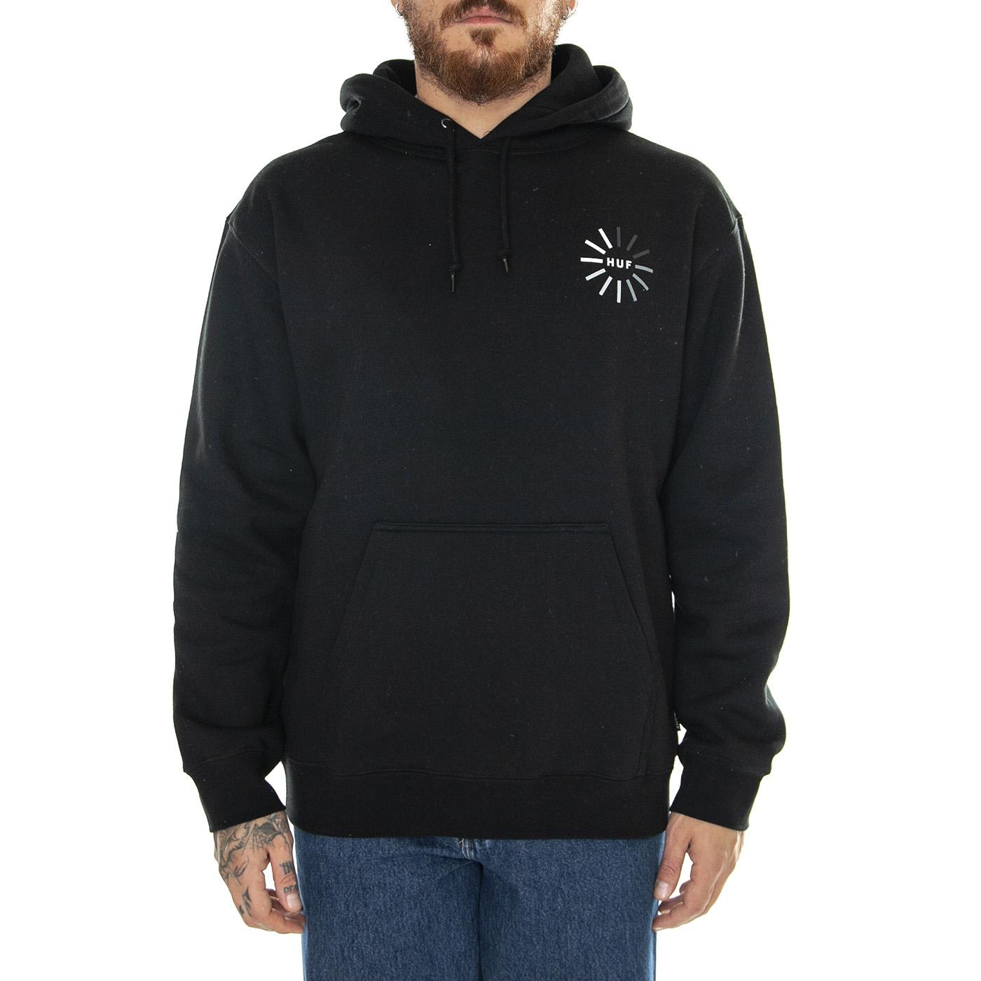 Digital Domain P/O Hoodie Black - Felpa con Cappuccio Uomo Nera PF00618-BLACK  HUF 