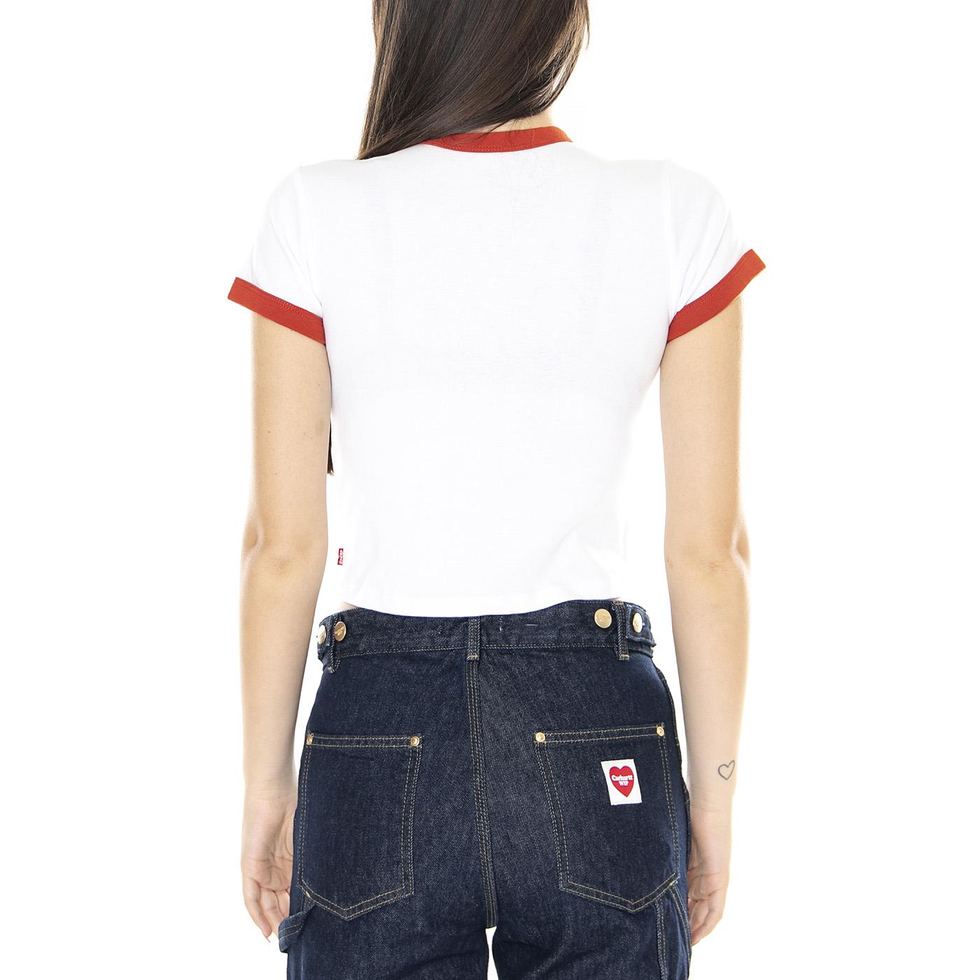 W' Graphic Ringer Mini Tee Slow Down White - Maglietta Girocollo Donna Bianca A3523-0017  LEVIS 