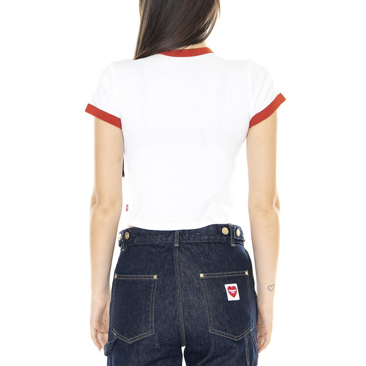 W' Graphic Ringer Mini Tee Slow Down White - Maglietta Girocollo Donna Bianca A3523-0017  LEVIS 