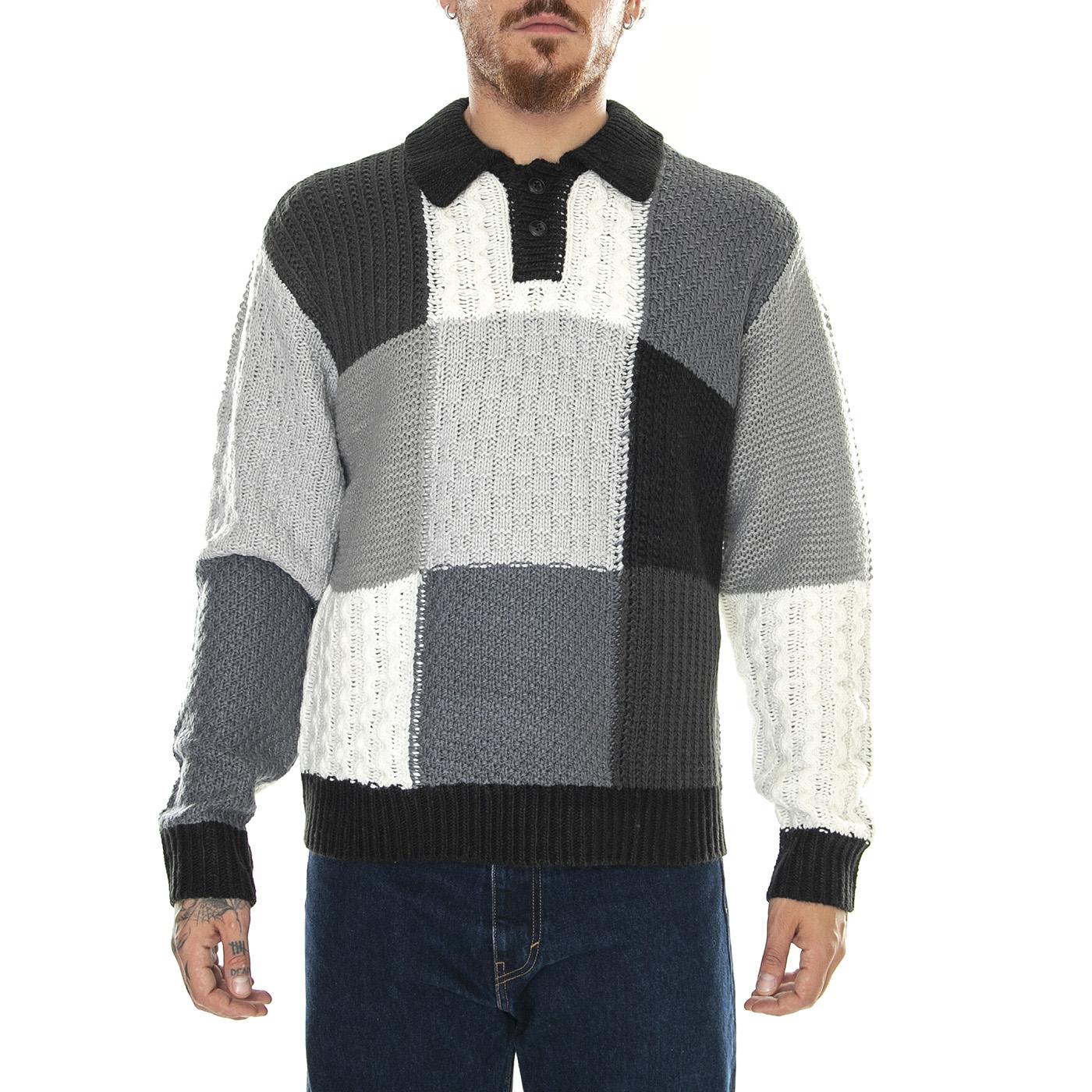 M' Oliver Patchwork Sweater Black / Multi - Maglione Uomo Nero / Multicolore 151000074-BKM  OBEY 