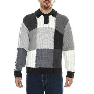 M' Oliver Patchwork Sweater Black / Multi - Maglione Uomo Nero / Multicolore 151000074-BKM  OBEY 