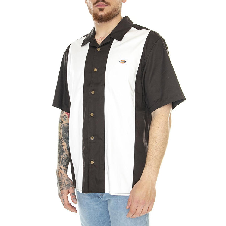 Westover Dark Brown - Camicia Maniche Corte Uomo Marrone / Bianca DK0A4Y7MDBX1  DICKIES 