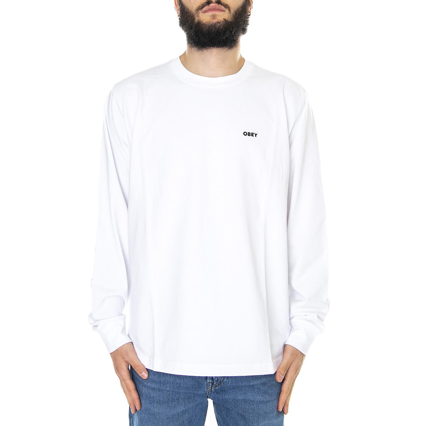 Established Works Bold Tee Ls White - Maglietta Girocollo Maniche Lunghe Uomo Bianca 131030117-WHTe  OBEY 