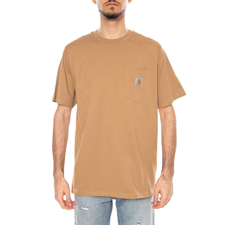 S/S Pocket T-Shirt Peanut - Maglietta Girocollo Uomo Marrone I030434.2FSXX . CARHARTT WIP 