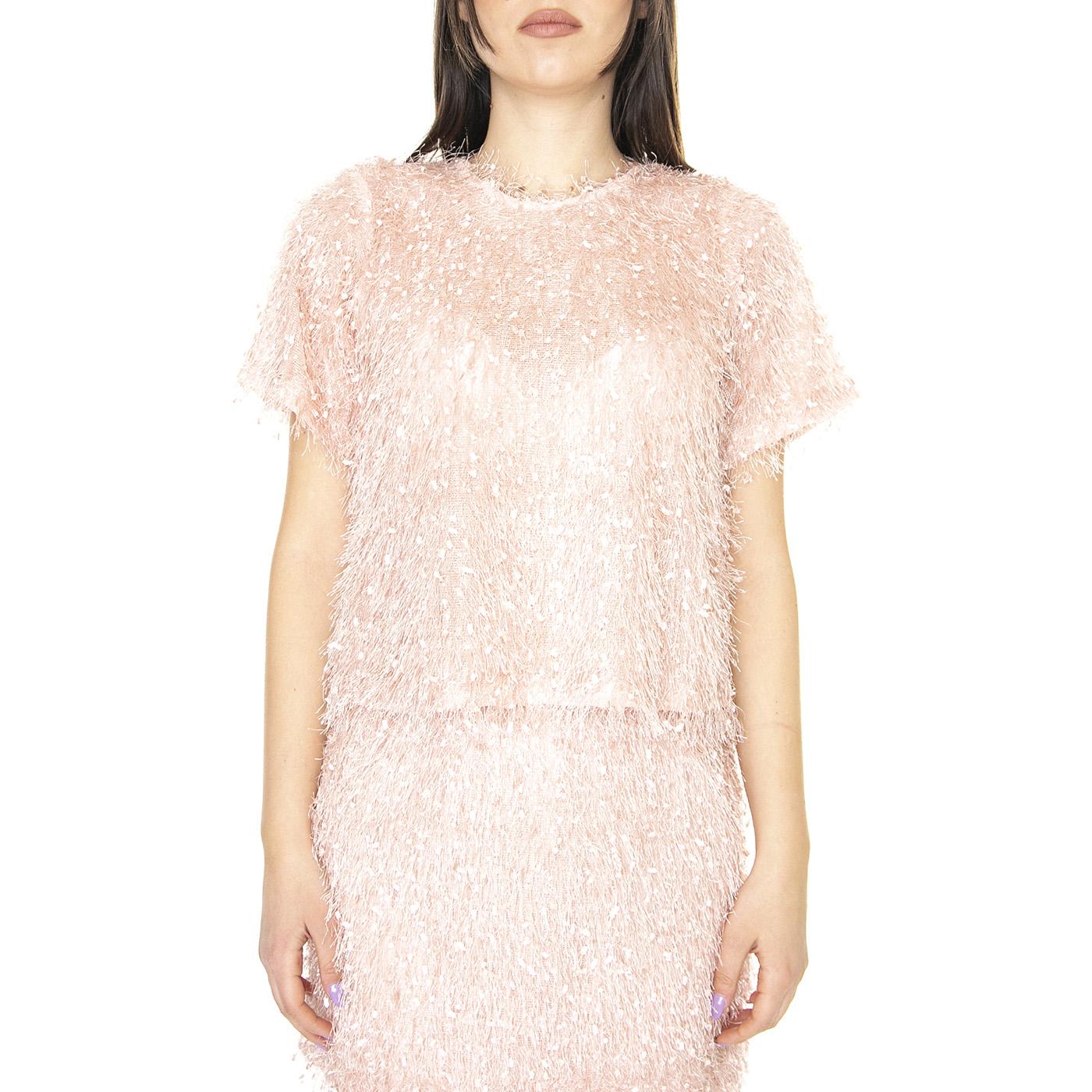Top de Manga Corta con Flecos Rosa - Top Donna Rosa 31W/11251  WILD PONY 