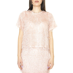 Top de Manga Corta con Flecos Rosa - Top Donna Rosa 31W/11251  WILD PONY 