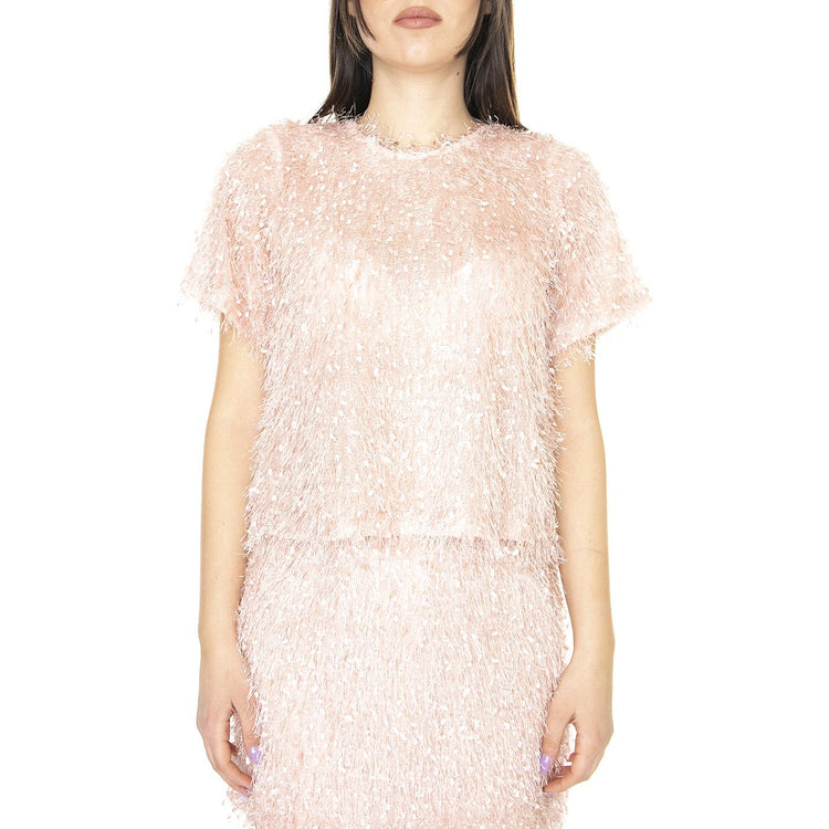 Top de Manga Corta con Flecos Rosa - Top Donna Rosa 31W/11251  WILD PONY 