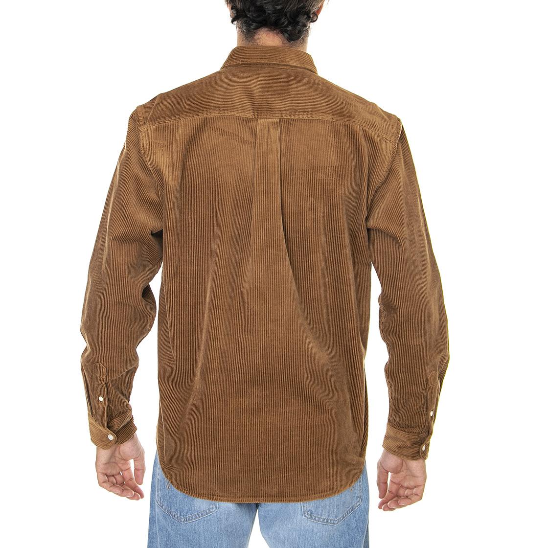 L/S Madison Cord Shirt Hamilton Brown / Black - Camicia in Velluto Uomo Marrone I029958-08WXX  CARHARTT WIP 