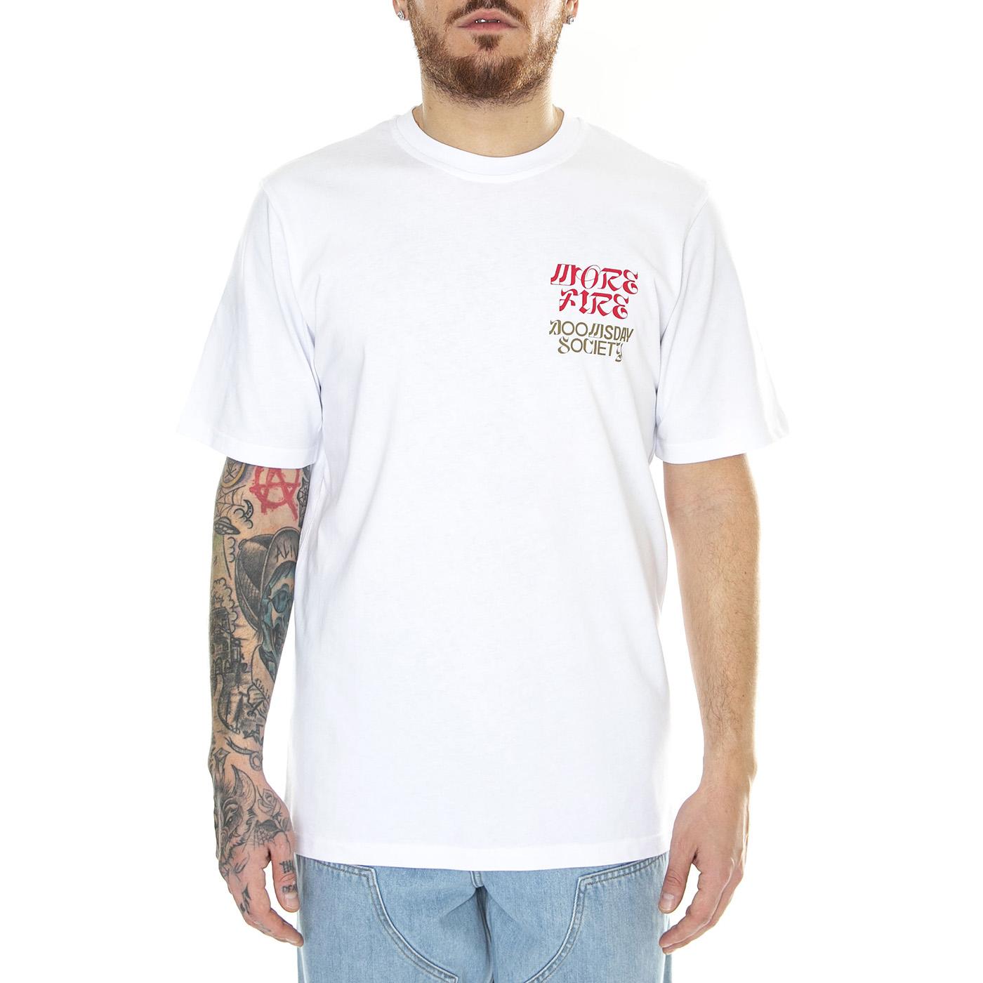 More Fire T-Shirt White - Maglietta Girocollo Uomo Bianca TSH0391WHT  DOOMSDAY 