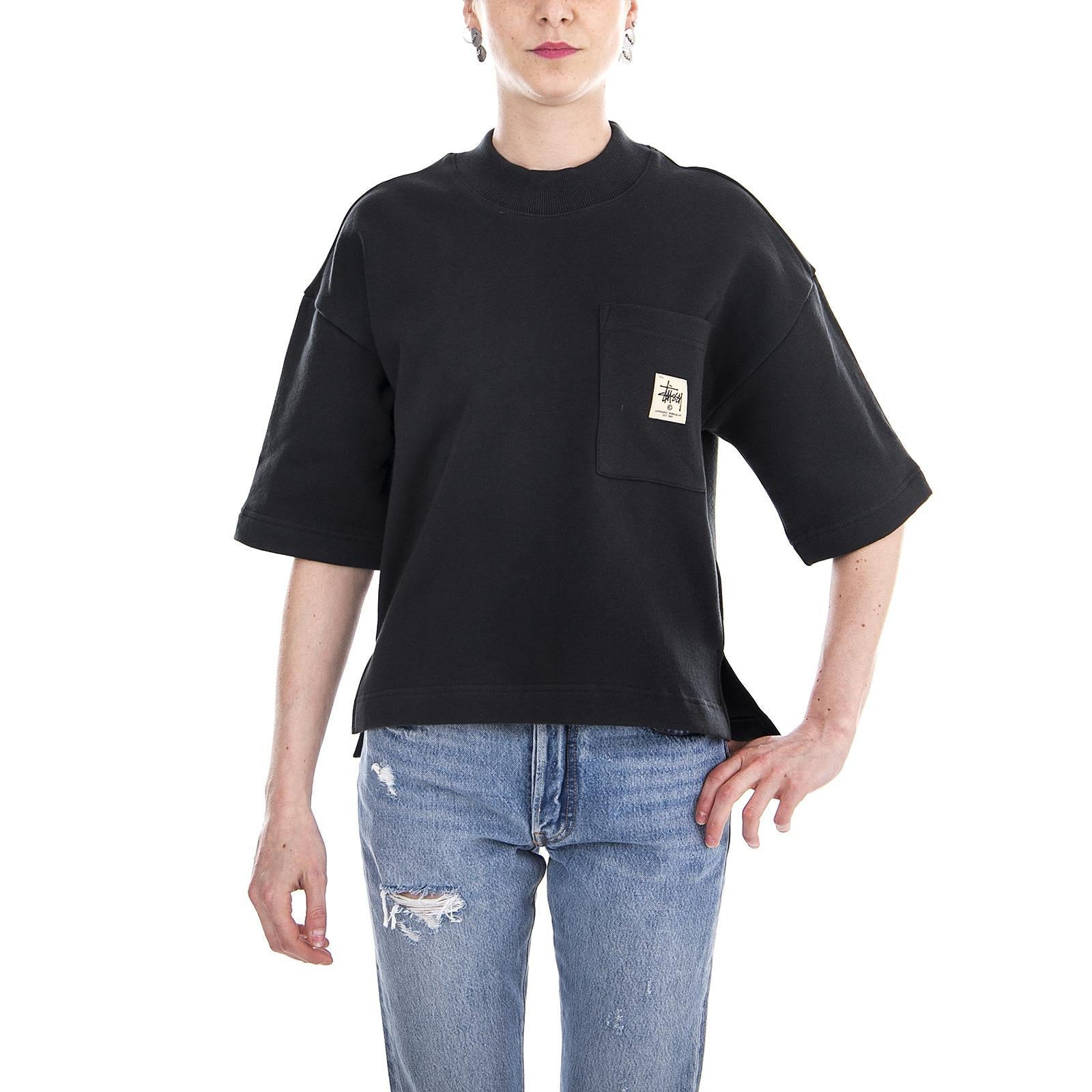 JUNO BOXY MOCK NECK BLACK 218048-BLACK  STUSSY 