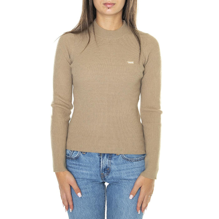 Crew Rib Sweater Travertine Neutral - Maglione Donna Marrone A0719-0017  LEVIS 