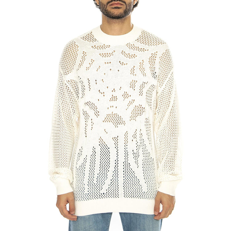 Sweater Snatch Off White - Maglione Girocollo Uomo Bianco SWEATER SNATCH - OFF-WHITE  WASTED PARIS 