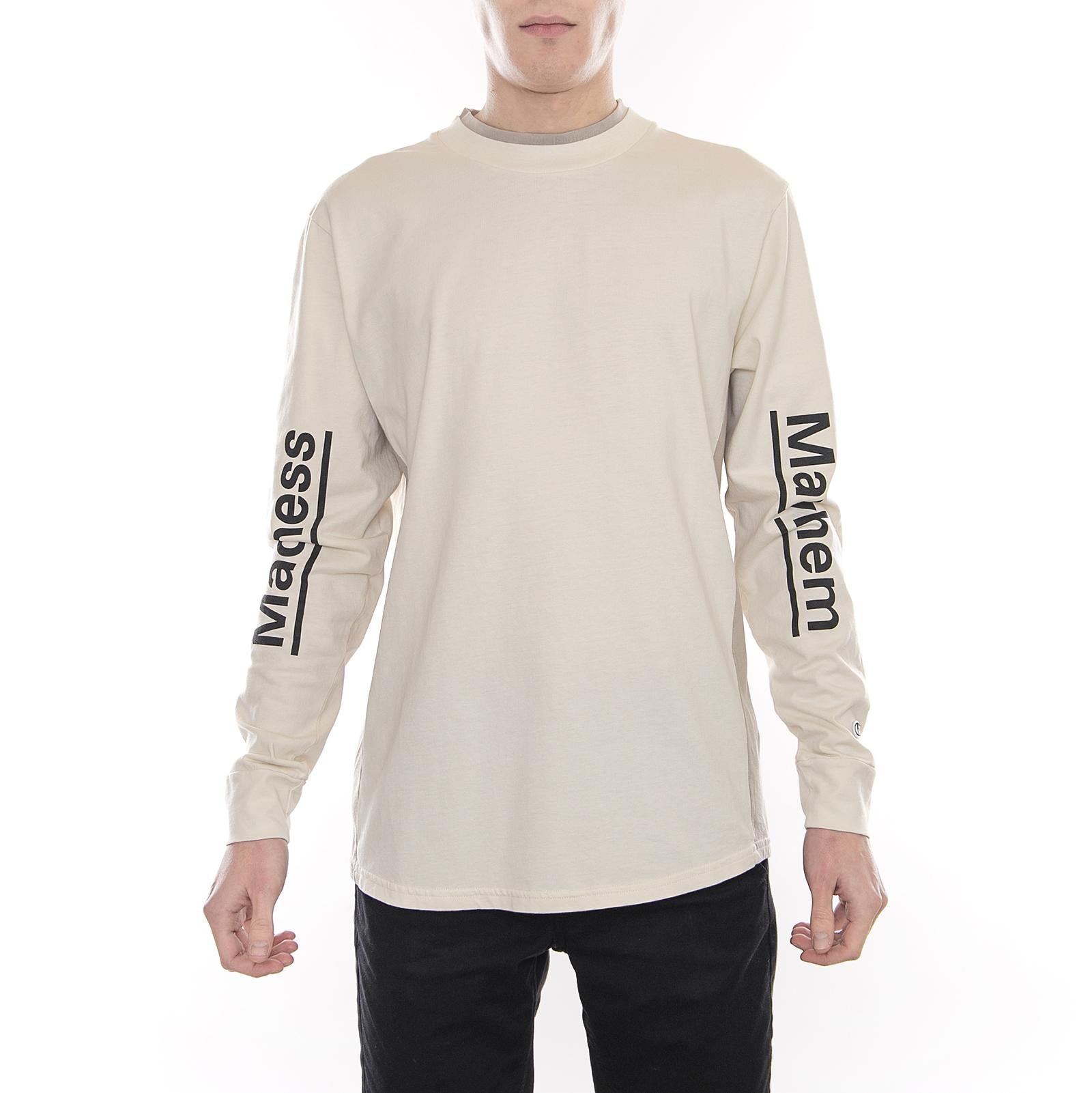 LONG SLEEVE CREWNECK T-SHIRT BEIGE 211883-YS040  CHAMPION 