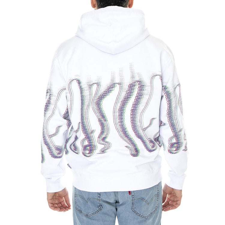Octopus Fuzzy Hoodie White - Felpa con Capuccio Uomo Bianca / Multicolore 23SOSH35-WHITE  OCTOPUS 