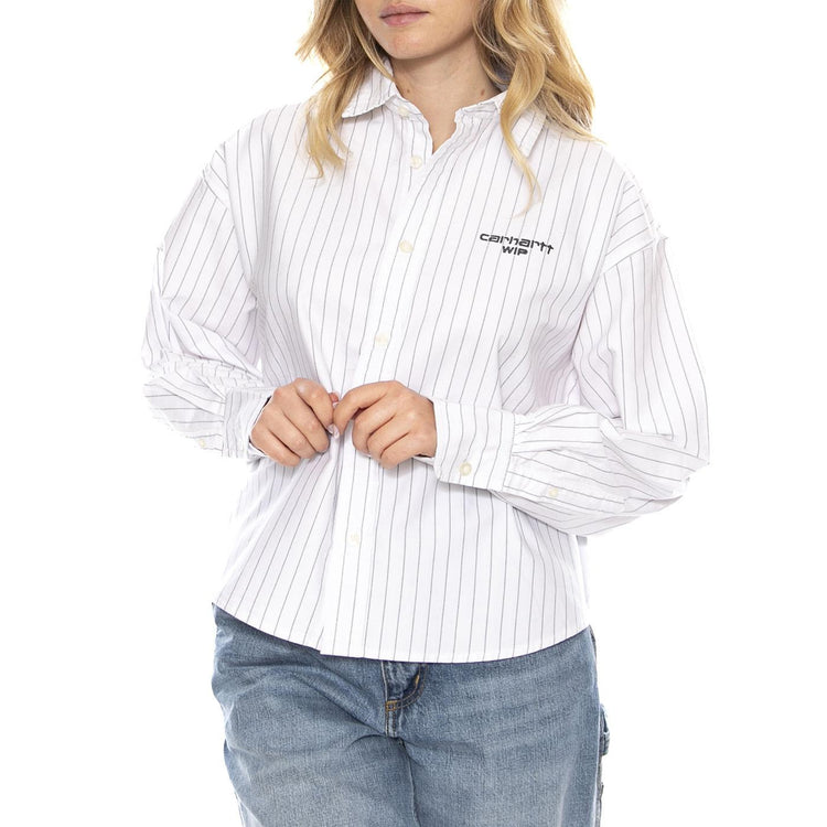 W Carhartt Cassel Shirt - Cassel Stripe White / Black - Camicia Donna I035299_35G_XX . CARHARTT WIP 