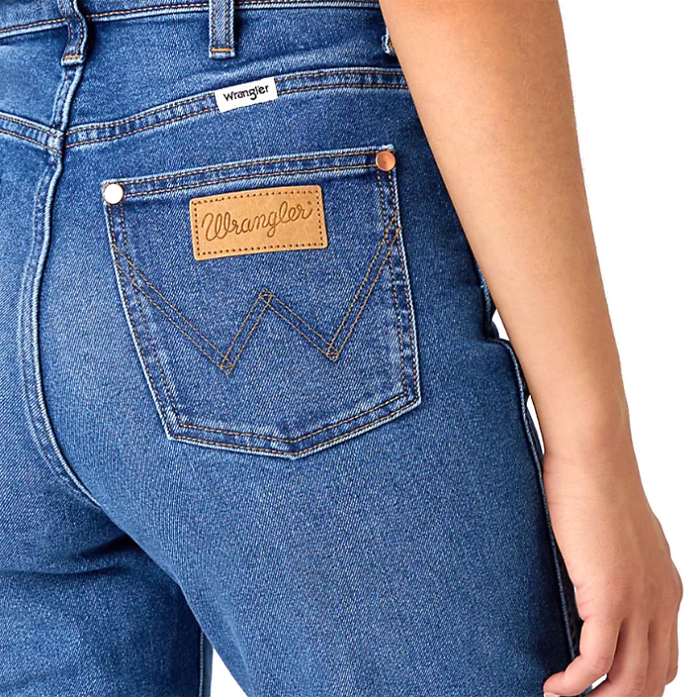 Mom Straight Smoke Sea Denim Pants - Pantaloni Denim Jeans Donna Blu W27MYLZ71  WRANGLER 