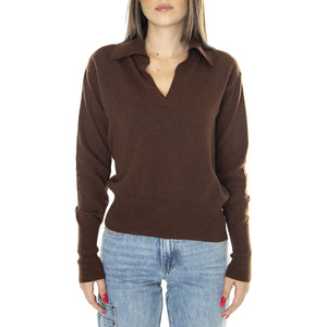 Brown Trash Sheena Knitted Sweater - Cardigan Donna Marrone WKN00170  THINKING 