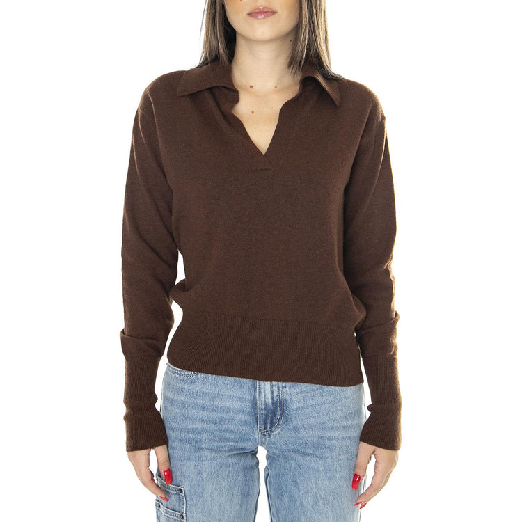 Brown Trash Sheena Knitted Sweater - Cardigan Donna Marrone WKN00170  THINKING 