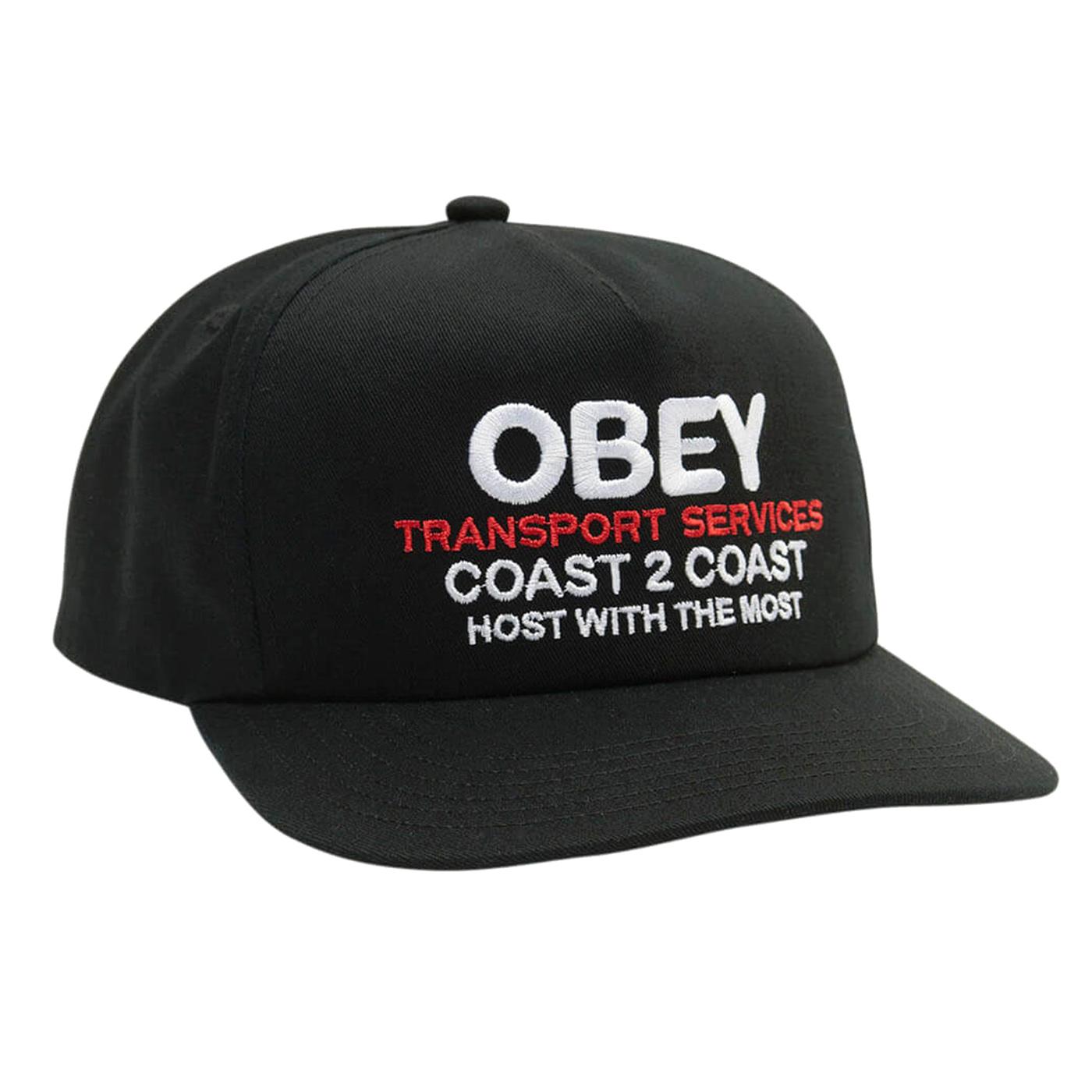 Obey Transport 5 Panel Snapback - Cappellino con Visiera Nero 100490111-BLK  OBEY 