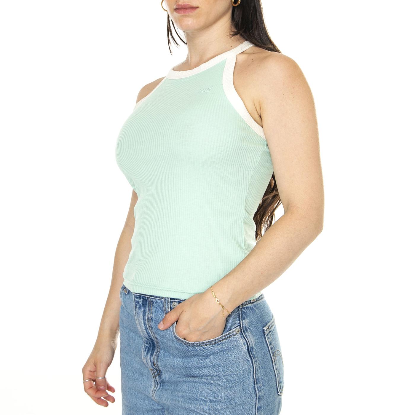 Cropped Halter Top Seafoam - Canottiera Donna Verde 112350226  LEE 