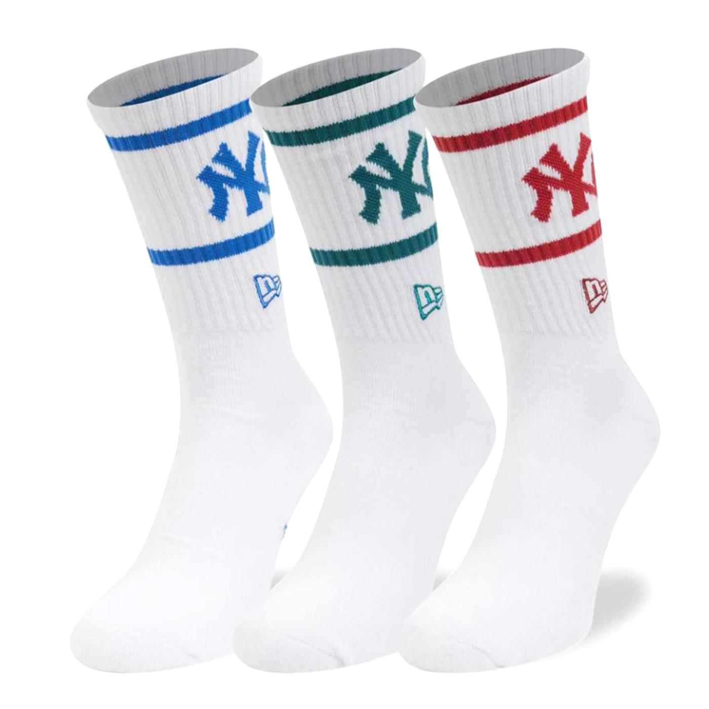 MLB CREW SOCKS 3PK NEW YORK YANKEES - Set da 3 paia di calzini bianchi 60771259 WHIPNRPNG NEW ERA 