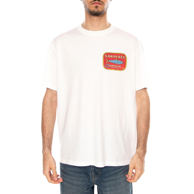 SARDINES AARON TEE WHITE - Maglietta Girocollo Uomo Bianca MTS00503 WHT THINKING MU 